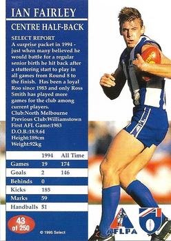 1995 Select AFL #43 Ian Fairley Back